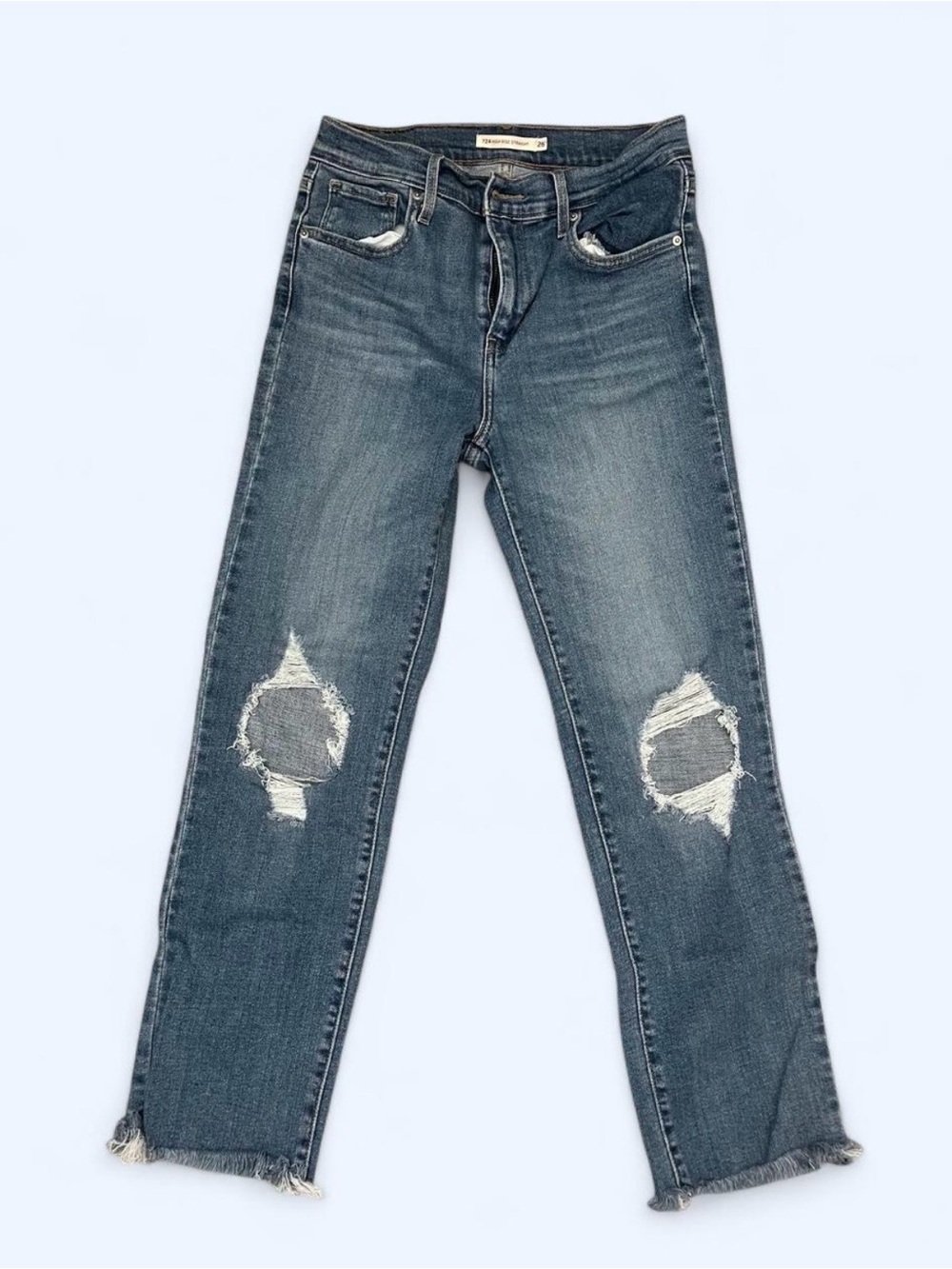 Levi's Blue Distressed Ankle Crop Jeans
